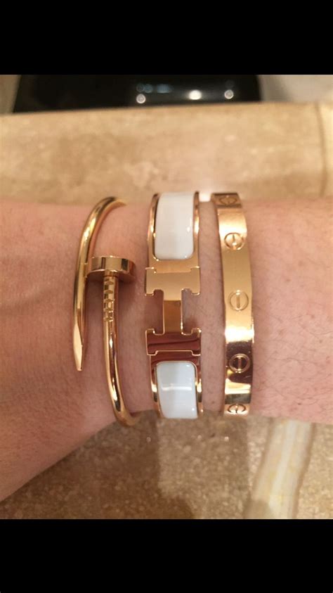 cartier hermes bracelet stack|stacking Cartier love bracelets.